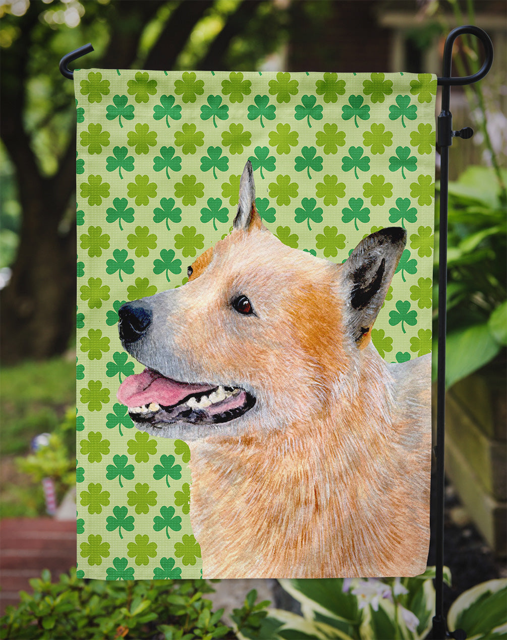 Australian Cattle Dog St. Patrick's Day Shamrock Garden Flag – Decorative Outdoor Yard Flag