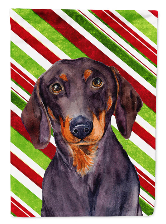 Dachshund Candy Cane Holiday Christmas  Flag Canvas House Size