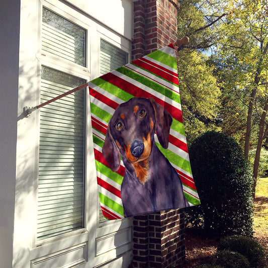 Dachshund Candy Cane Holiday Christmas  Flag Canvas House Size