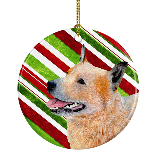 Australian Cattle Dog Candy Cane Holiday Christmas Ornament - Round Ceramic Ornament – Artist-Designed Keepsake Decoration LH9227
