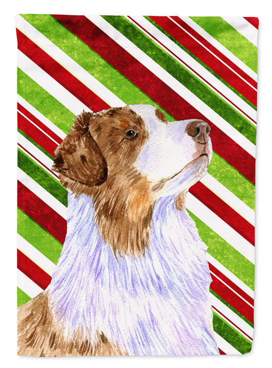 Australian Shepherd Candy Cane Holiday Christmas  Garden Flag – Decorative Outdoor Yard Flag