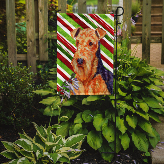 Airedale Candy Cane Holiday Christmas  Garden Flag – Decorative Outdoor Yard Flag