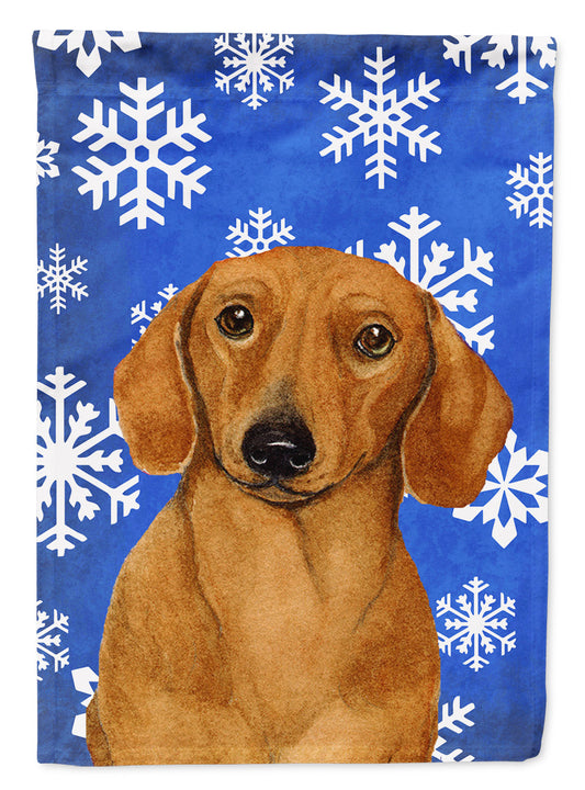 Dachshund Winter Snowflakes Holiday Flag Canvas House Size
