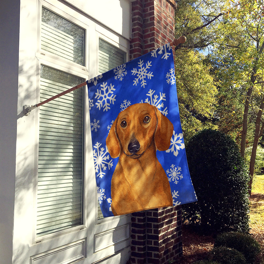Dachshund Winter Snowflakes Holiday Flag Canvas House Size