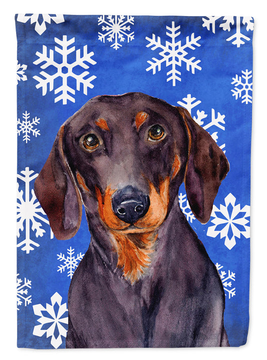 Dachshund Winter Snowflakes Holiday Flag Canvas House Size