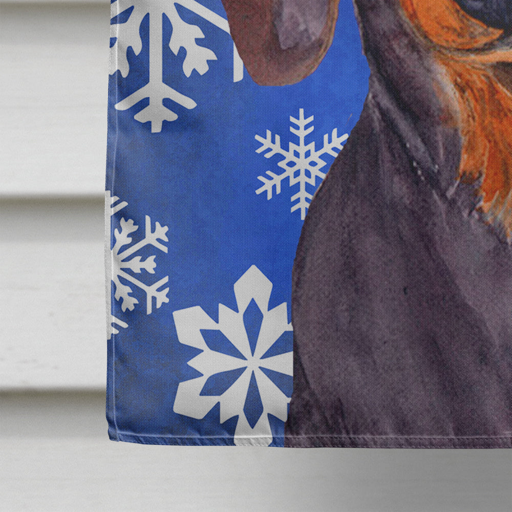 Dachshund Winter Snowflakes Holiday Flag Canvas House Size