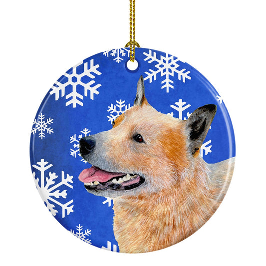 Australian Cattle Dog Winter Snowflake Holiday Ornament - Round Ceramic Ornament – Artist-Designed Keepsake Decoration LH9272