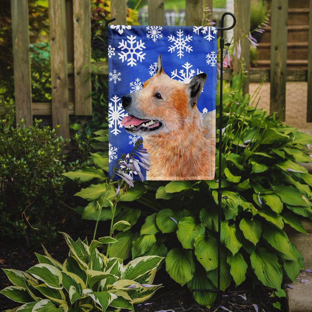 Australian Cattle Dog Winter Snowflakes Holiday Garden Flag – Decorative Outdoor Yard Flag