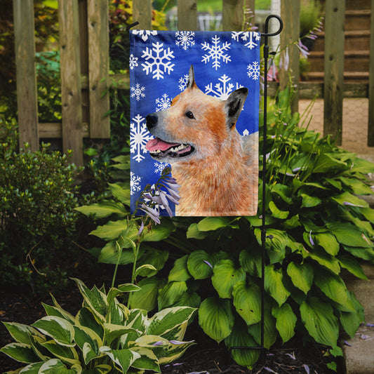 Australian Cattle Dog Winter Snowflakes Holiday Garden Flag – Decorative Outdoor Yard Flag