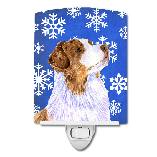 Australian Shepherd Winter Snowflakes Holiday Ceramic Night Light LH9273CNL