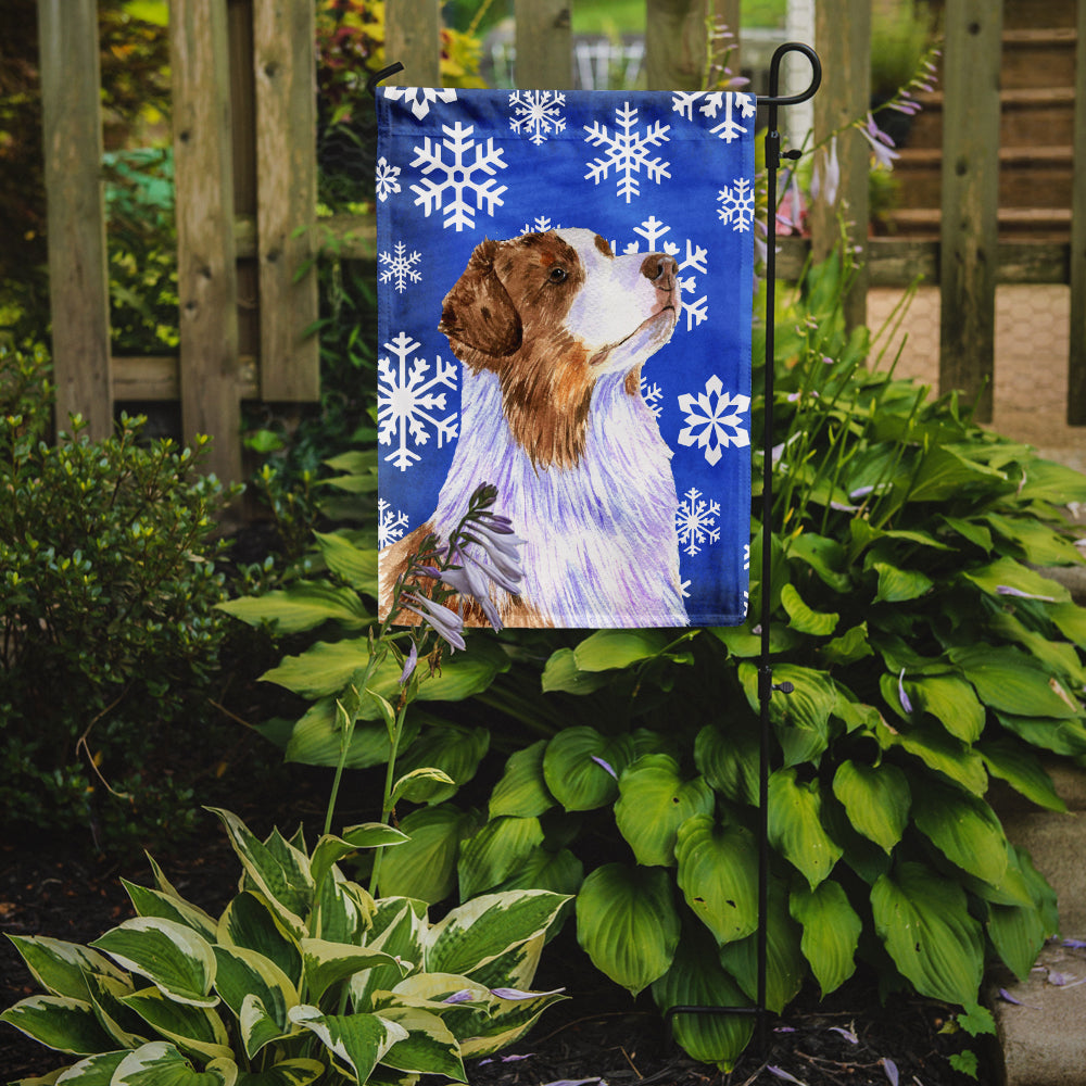 Australian Shepherd Winter Snowflakes Holiday Garden Flag – Decorative Outdoor Yard Flag