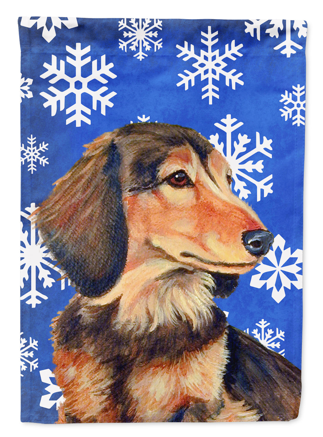 Dachshund Winter Snowflakes Holiday Flag Canvas House Size