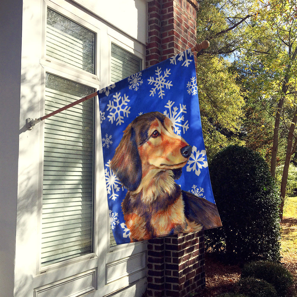 Dachshund Winter Snowflakes Holiday Flag Canvas House Size