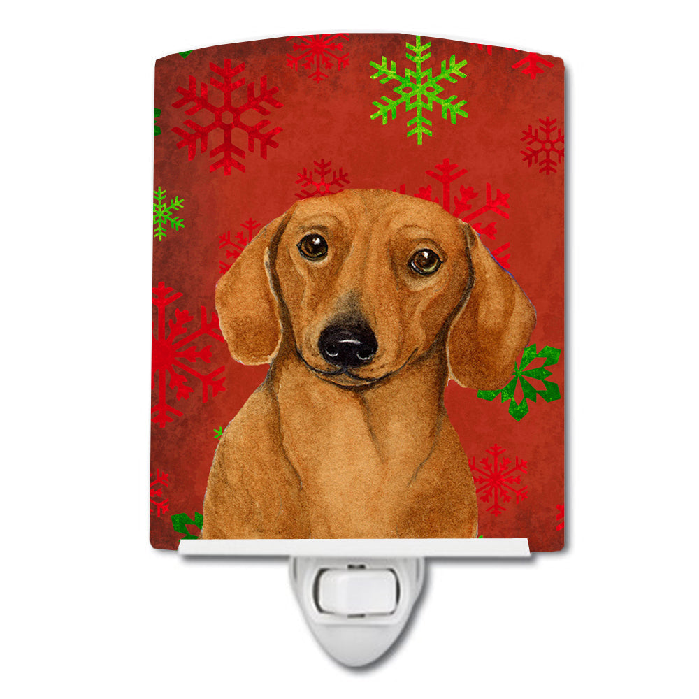 Dachshund Red and Green Snowflakes Holiday Christmas Ceramic Night Light LH9312CNL