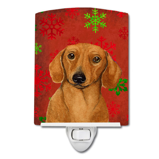 Dachshund Red and Green Snowflakes Holiday Christmas Ceramic Night Light LH9312CNL
