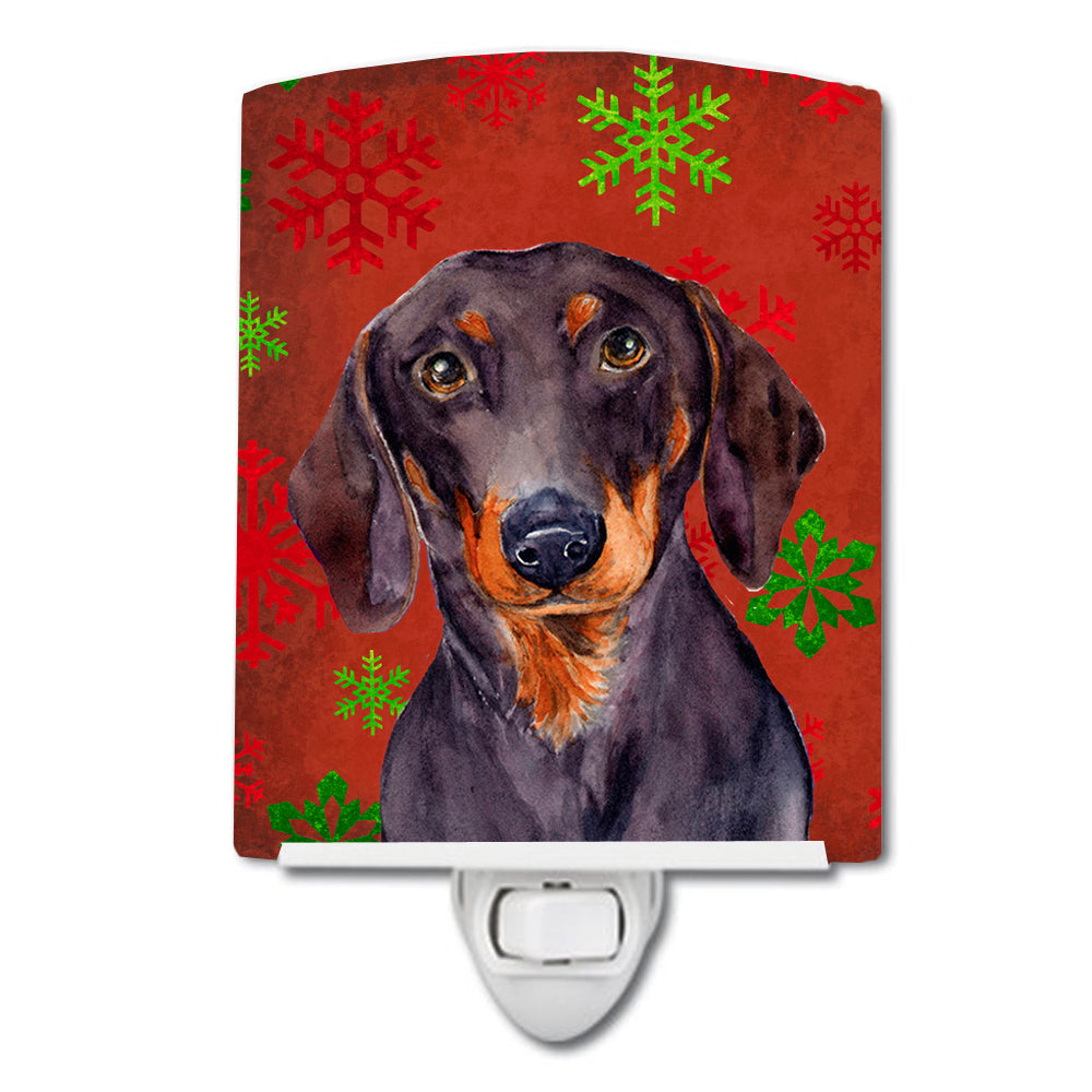 Dachshund Red and Green Snowflakes Holiday Christmas Ceramic Night Light LH9313CNL