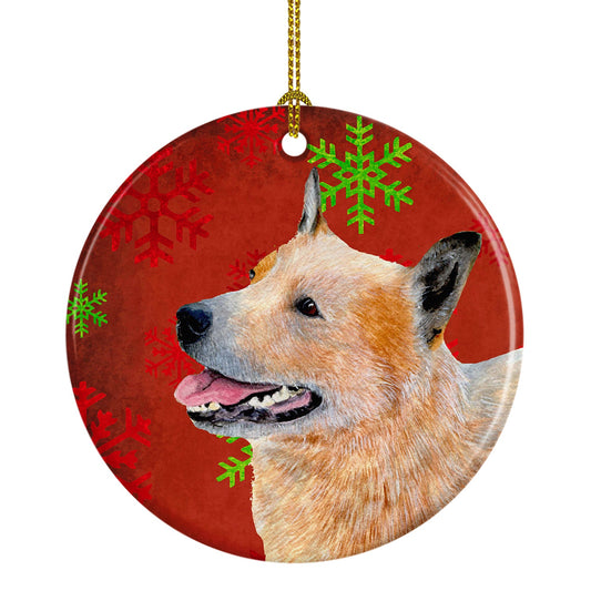 Australian Cattle Dog Red Snowflake Holiday Christmas Ornament - Round Ceramic Ornament – Artist-Designed Keepsake Decoration LH9317