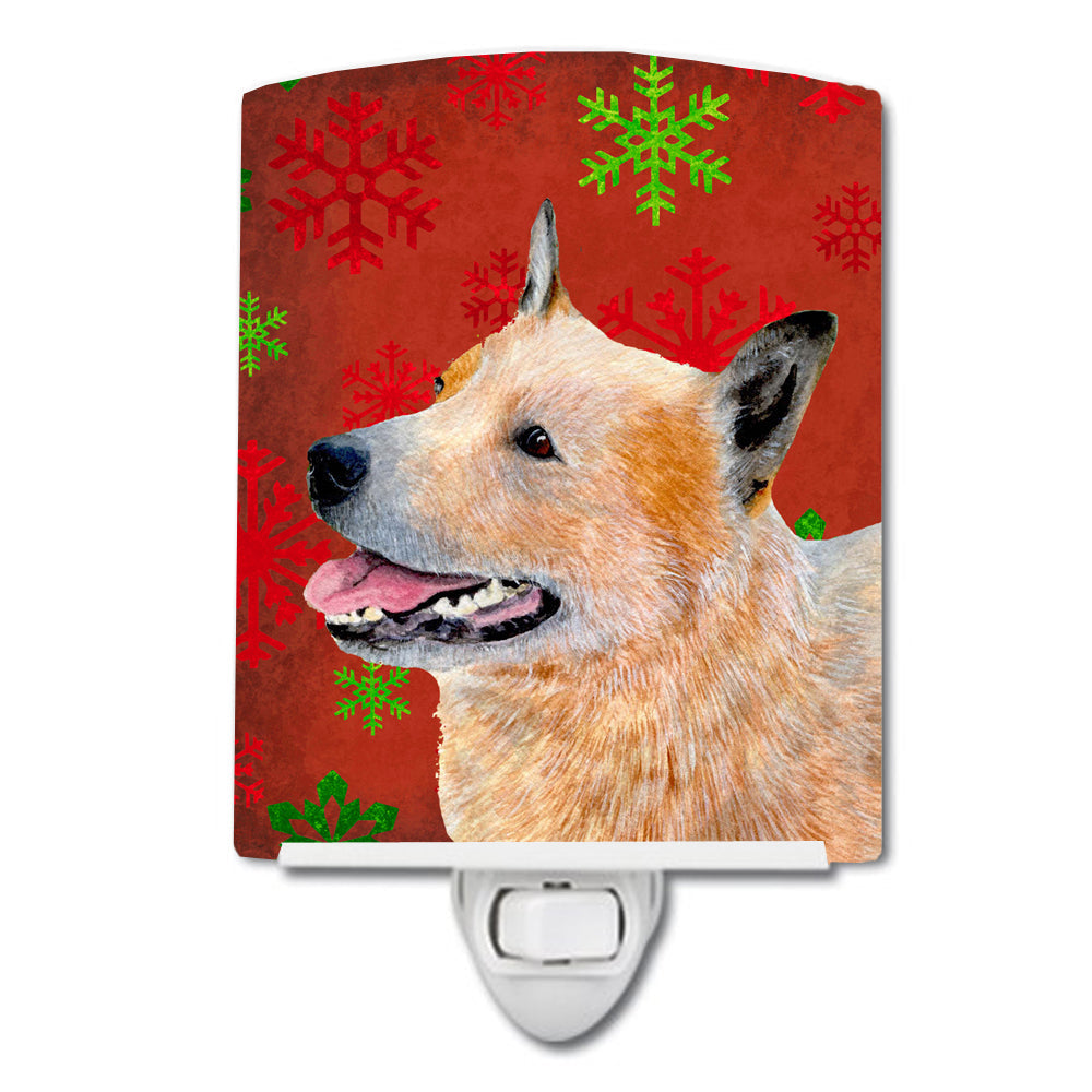 Australian Cattle Dog Red Green Snowflakes Christmas Ceramic Night Light LH9317CNL
