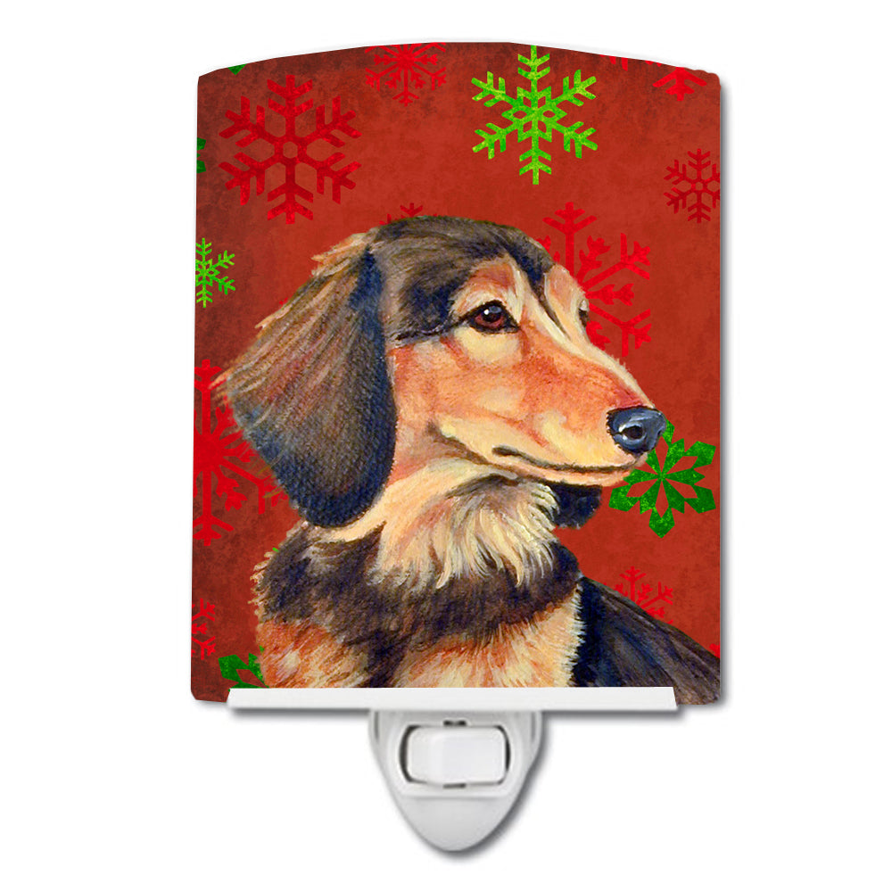 Dachshund Red and Green Snowflakes Holiday Christmas Ceramic Night Light LH9346CNL