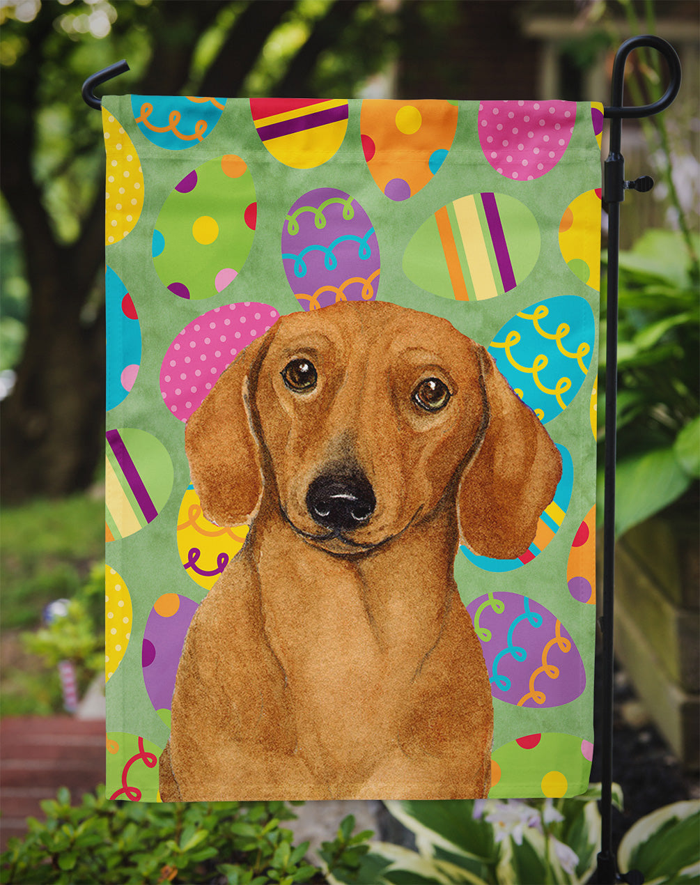 Dachshund Easter Eggtravaganza Garden Flag - Outdoor Decorative Yard Flag