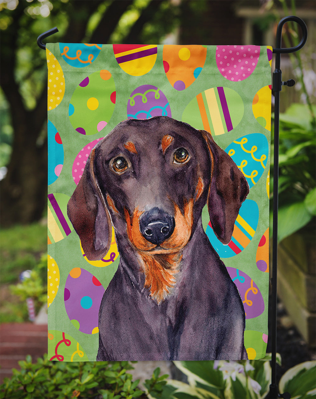 Dachshund Easter Eggtravaganza Garden Flag - Outdoor Decorative Yard Flag