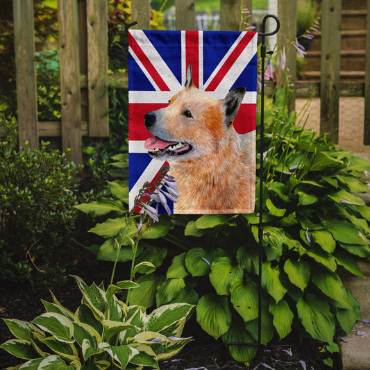 Australian Cattle Dog with English Union Jack British Flag Garden Flag - Outdoor Decorative Yard Flag