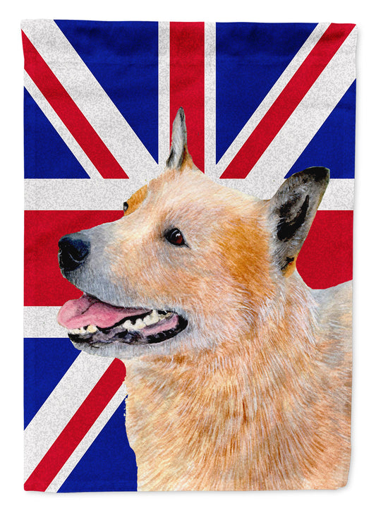 Australian Cattle Dog with English Union Jack British Flag Garden Flag - Outdoor Decorative Yard Flag