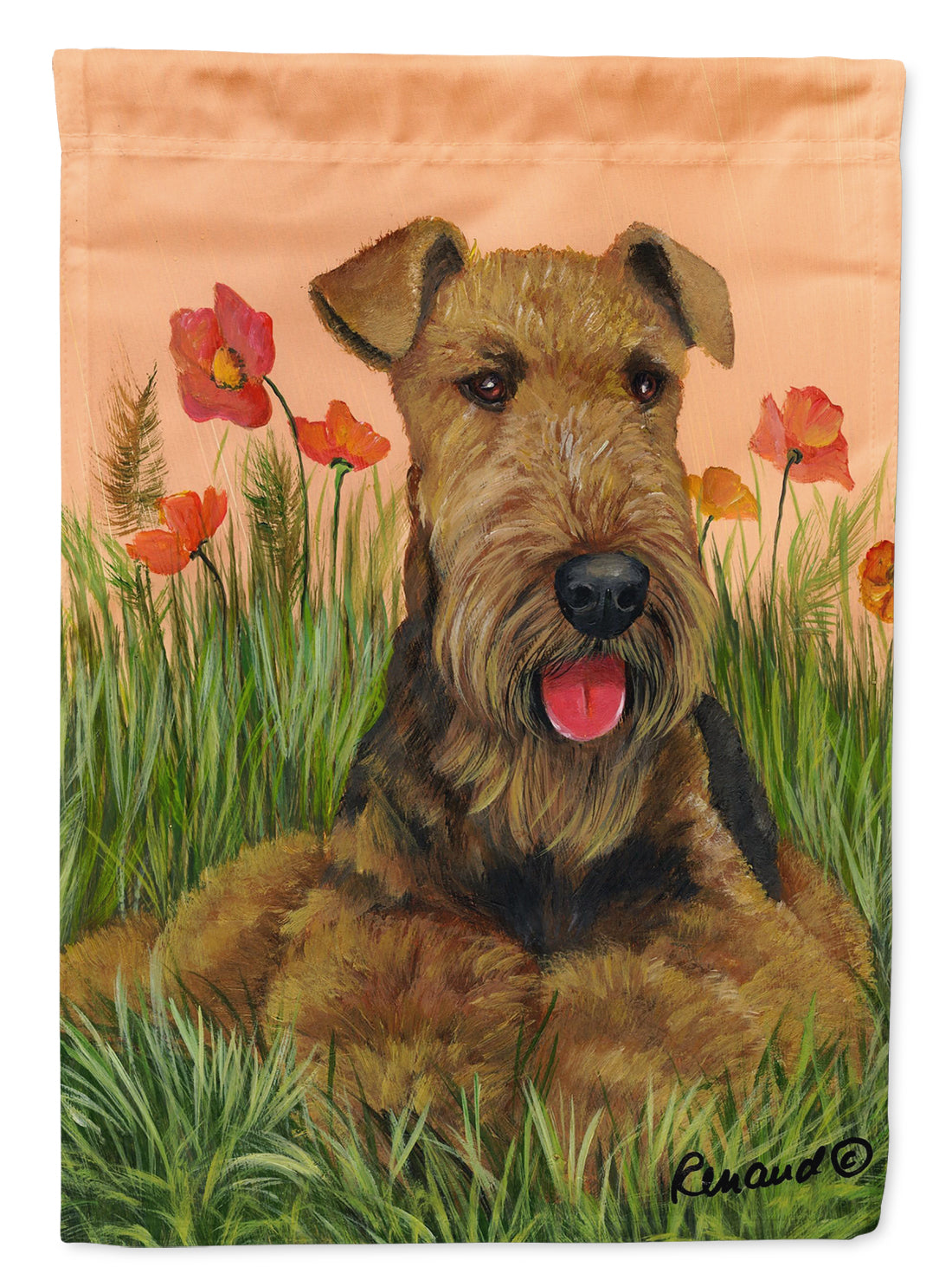 Airedale Terrier Poppies Garden Flag – Decorative Outdoor Yard Flag PPP3003GF