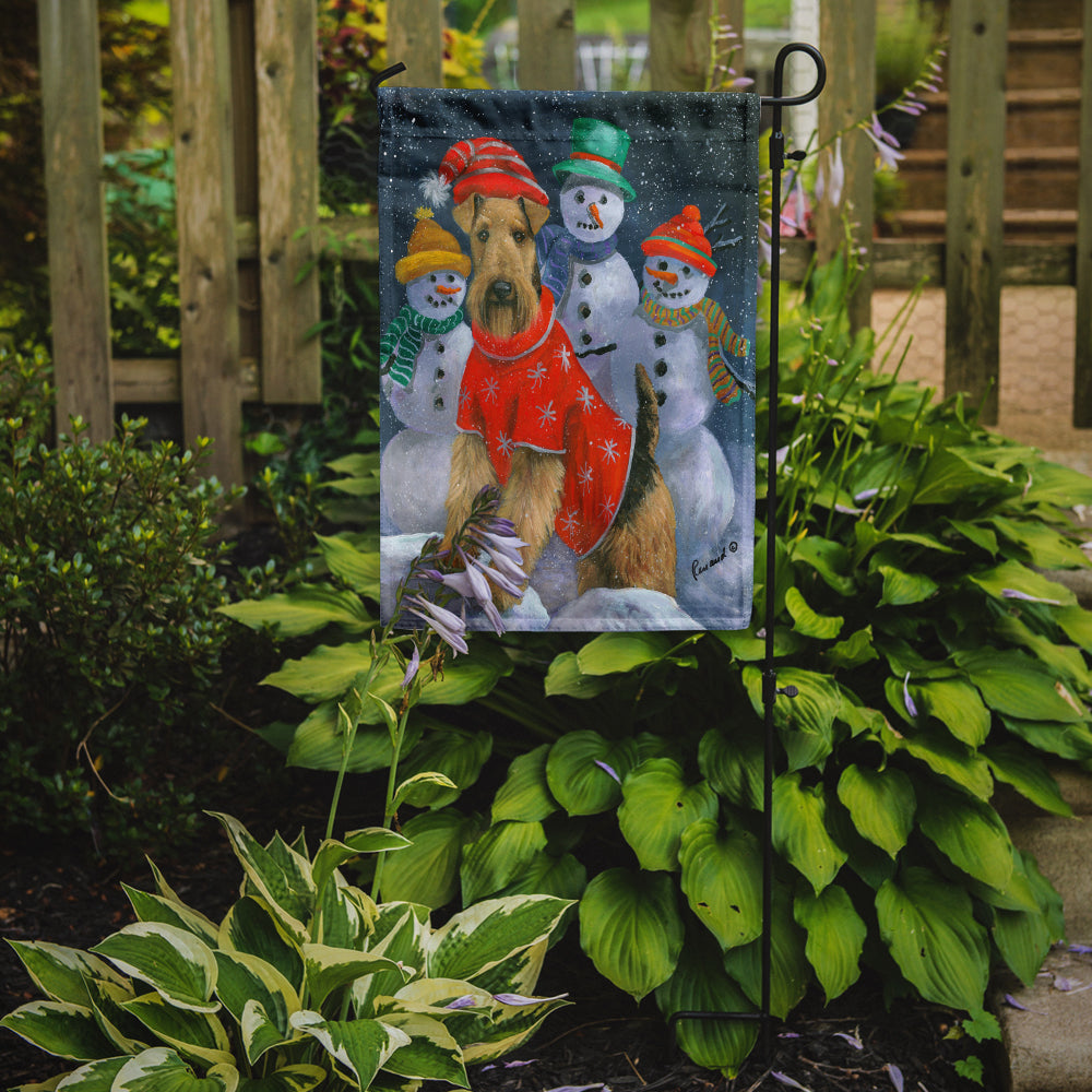 Airedale Snowpeople Christmas Garden Flag – Decorative Outdoor Yard Flag PPP3005GF