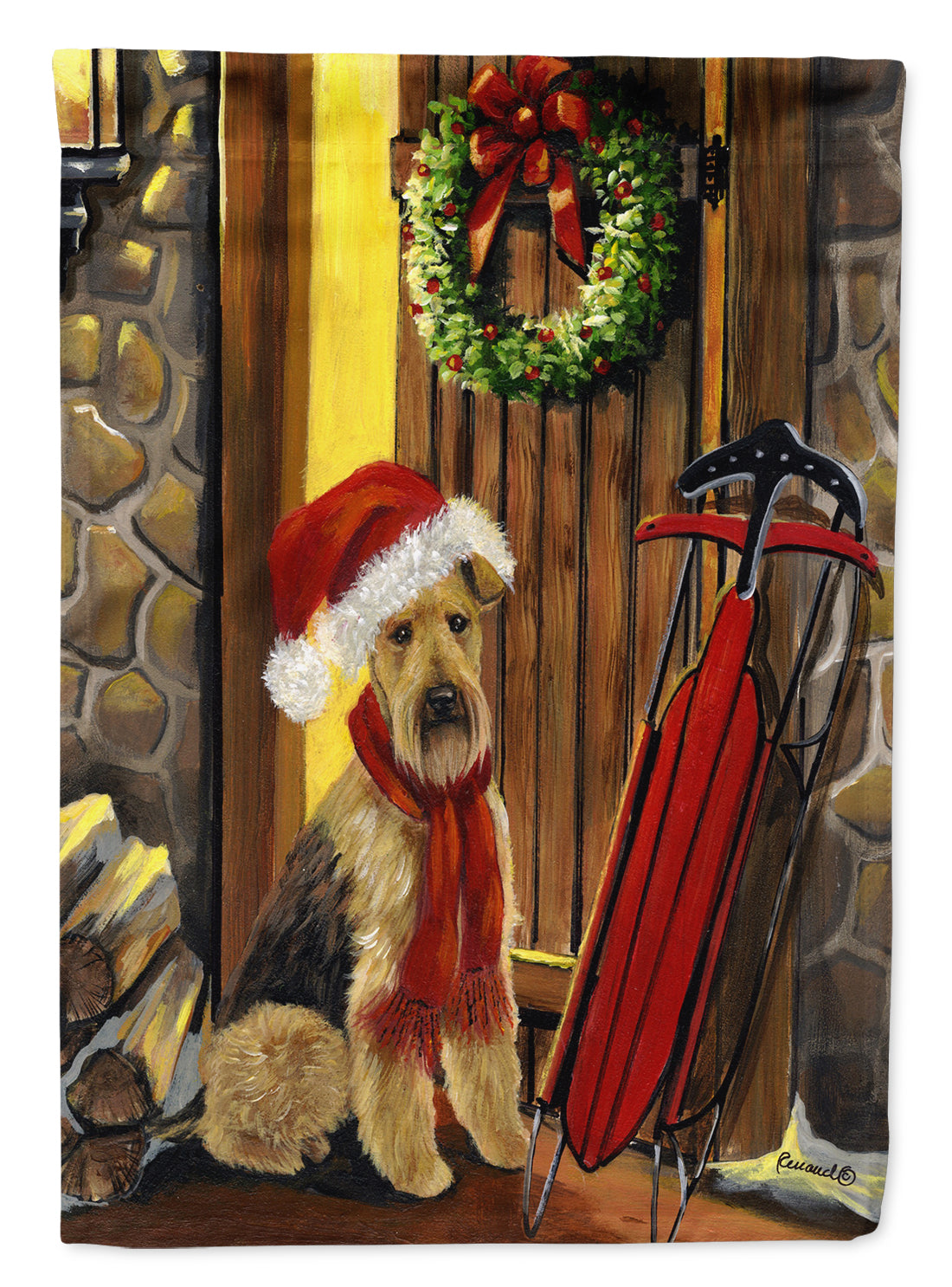 Airedale Welcome Home Christmas Garden Flag – Decorative Outdoor Yard Flag PPP3007GF
