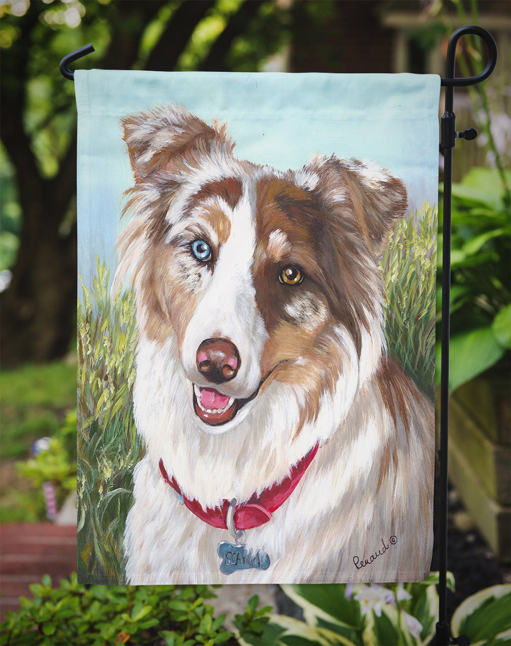 Australian Shepherd Scarlet Garden Flag – Decorative Outdoor Yard Flag PPP3009GF