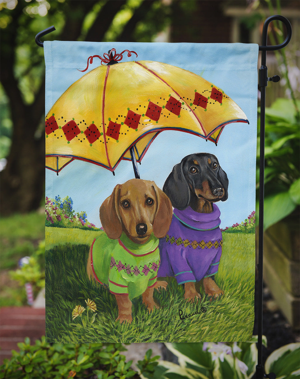 Dachshund Hot Doggies Garden Flag – Decorative Outdoor Yard Flag PPP3084GF