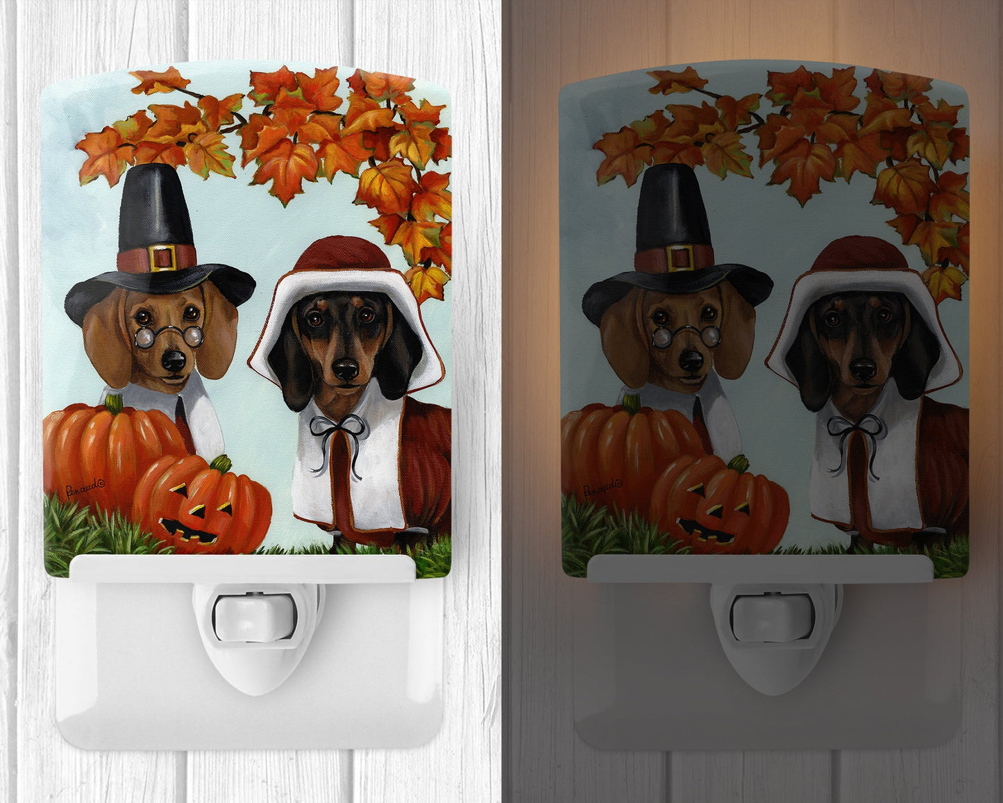 Dachshund Thanksgiving Pilgrims Ceramic Night Light PPP3087CNL