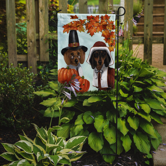 Dachshund Thanksgiving Pilgrims Garden Flag – Decorative Outdoor Yard Flag PPP3087GF