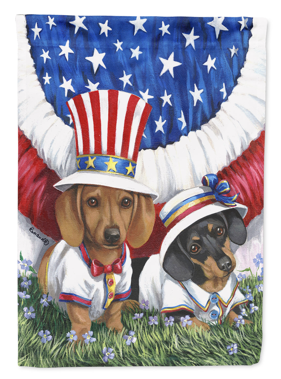 Dachshund USA Flag Canvas House Size PPP3088CHF