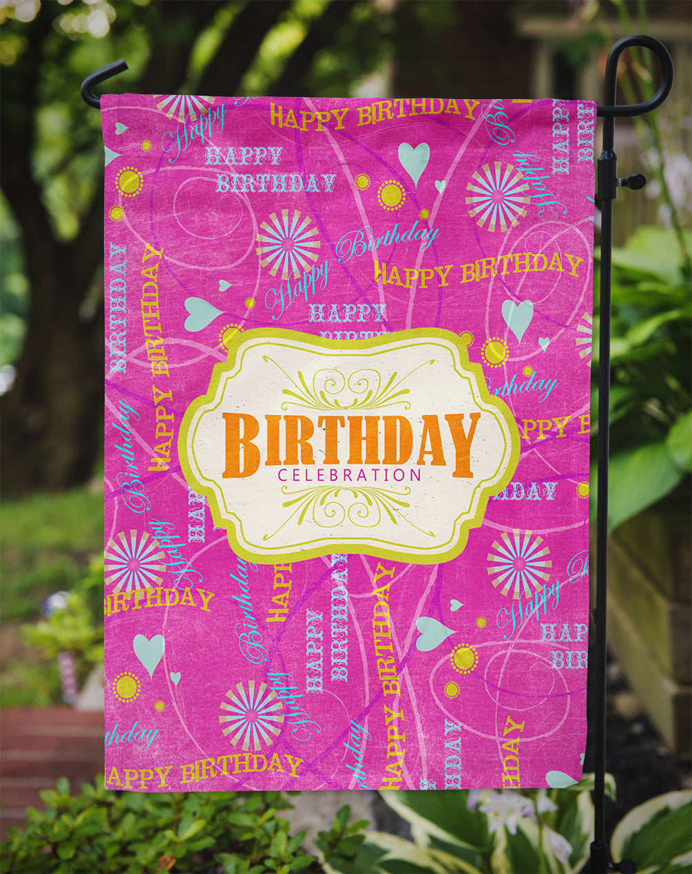 Happy Birthday Pink Garden Flag – Decorative Outdoor Yard Flag