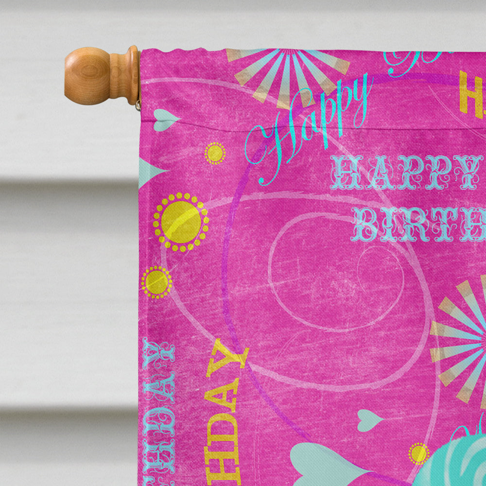 Happy Birthday The Big Day Pink Flag Canvas House Size