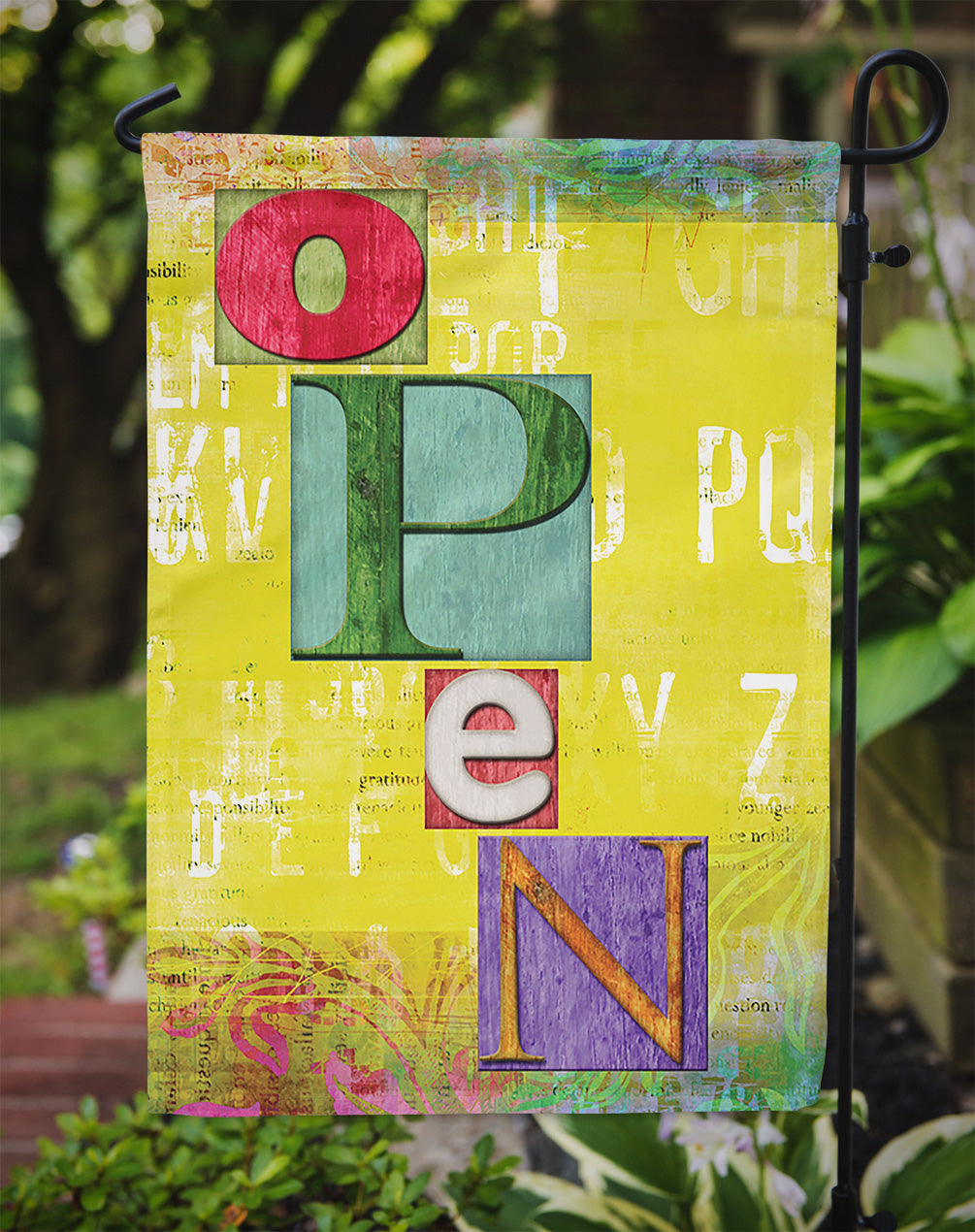 Artsy OPEN Garden Flag - Outdoor Decorative Yard Flag