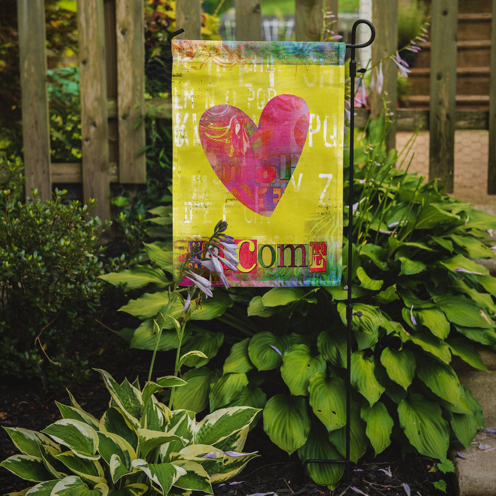 Artsy Welcome Heart Garden Flag – Decorative Outdoor Yard Flag SB3099GF