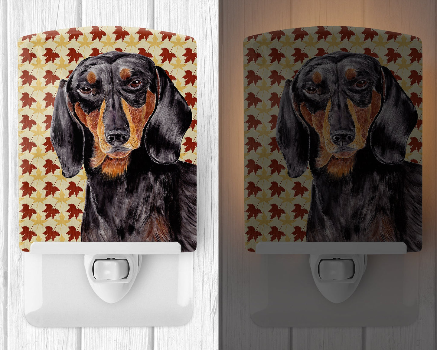 Dachshund Fall Leaves Portrait Ceramic Night Light SC9203CNL