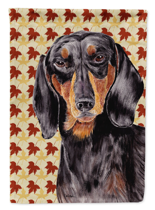 Dachshund Fall Leaves Portrait Garden Flag – Decorative Outdoor Yard Flag