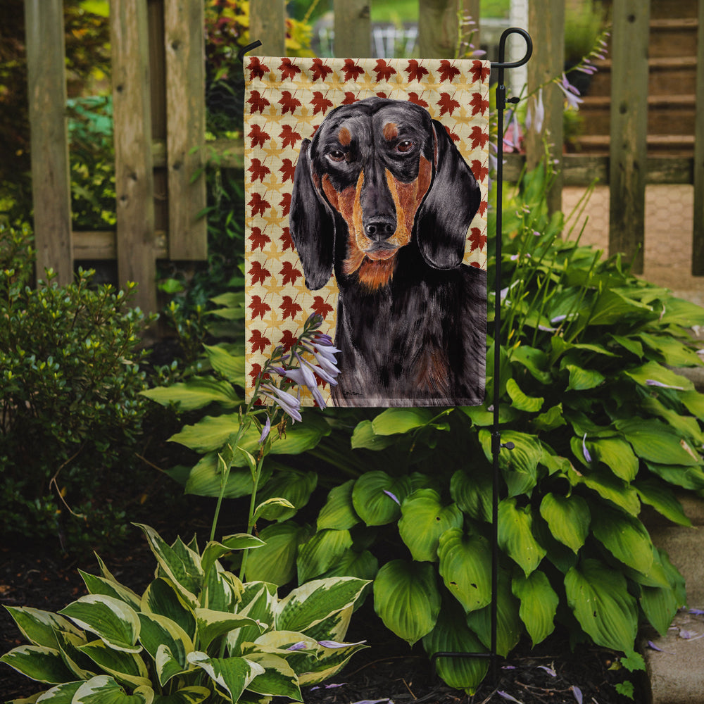 Dachshund Fall Leaves Portrait Garden Flag – Decorative Outdoor Yard Flag