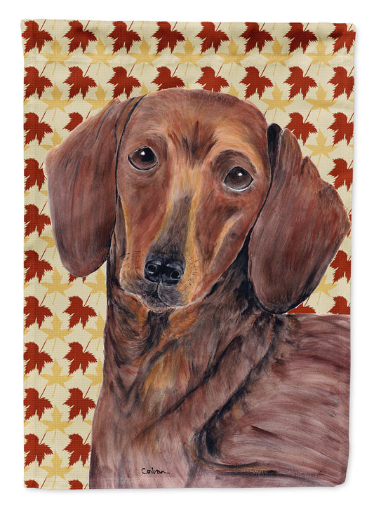 Dachshund Fall Leaves Portrait Flag Canvas House Size
