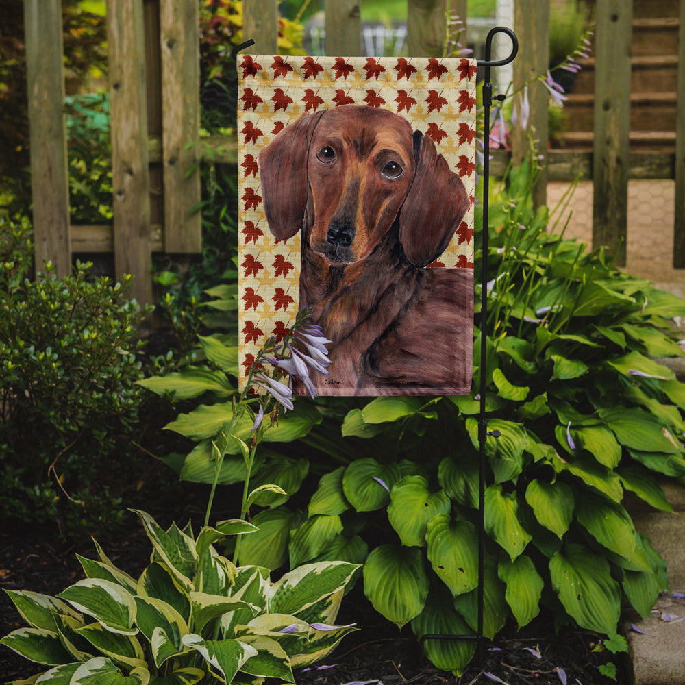 Dachshund Fall Leaves Portrait Garden Flag – Decorative Outdoor Yard Flag