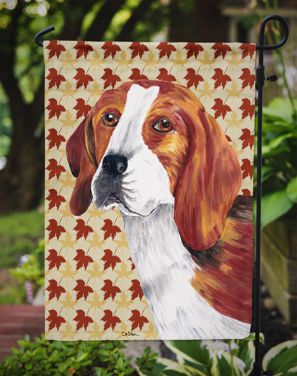 Beagle Fall Leaves Portrait Garden Flag – Decorative Outdoor Yard Flag