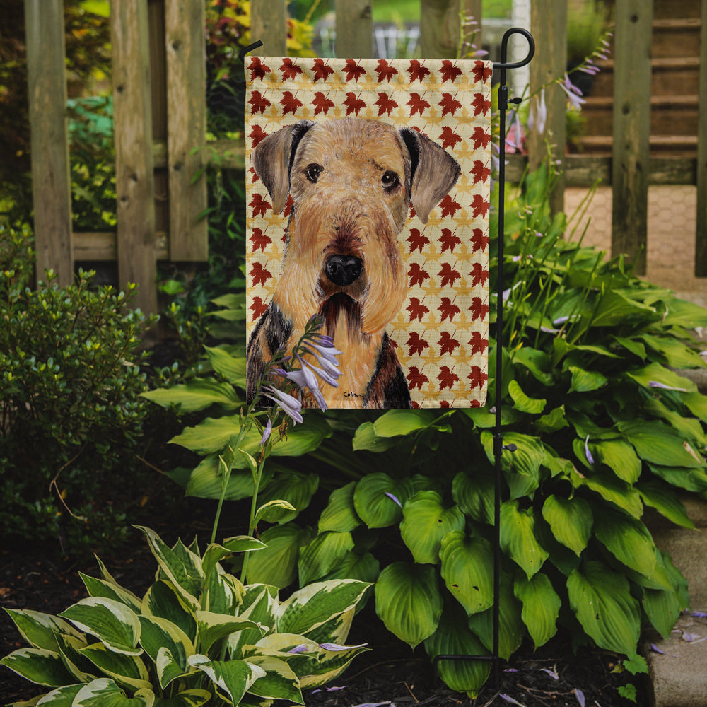 Airedale Fall Leaves Portrait Garden Flag – Decorative Outdoor Yard Flag