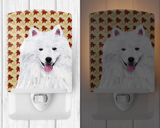 American Eskimo Fall Leaves Portrait Ceramic Night Light SC9218CNL