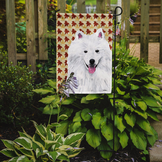 American Eskimo Fall Leaves Portrait Garden Flag – Decorative Outdoor Yard Flag