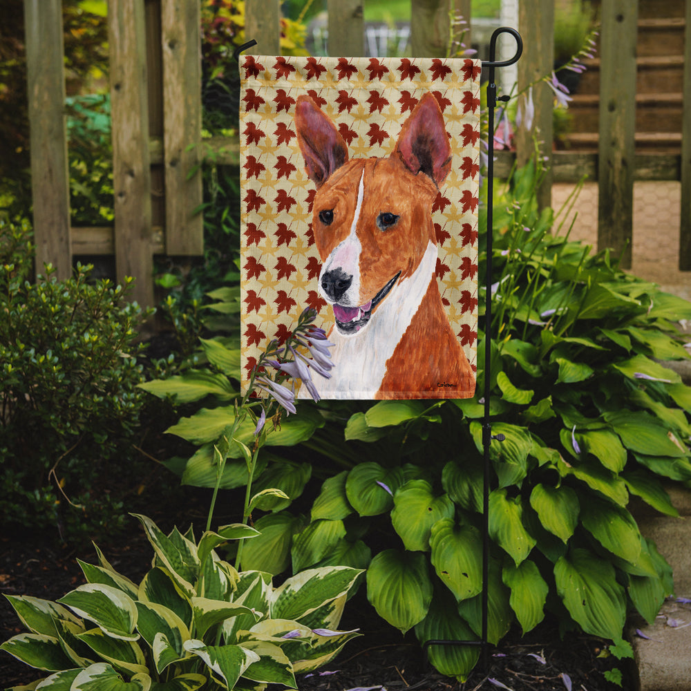 Basenji Fall Leaves Portrait Garden Flag – Decorative Outdoor Yard Flag