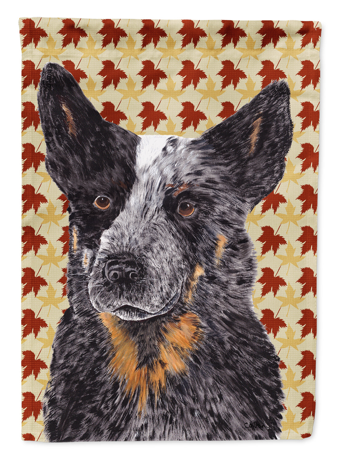 Australian Cattle Dog Fall Leaves Portrait Flag Canvas House Size